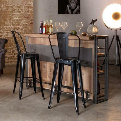 Chaise de bar industrielle en métal noir