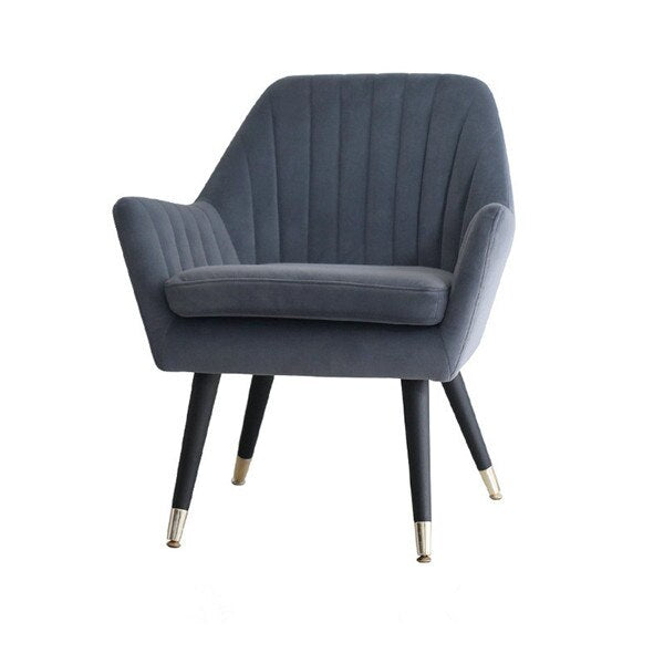 Chaise design en velours et bois de style fauteuil