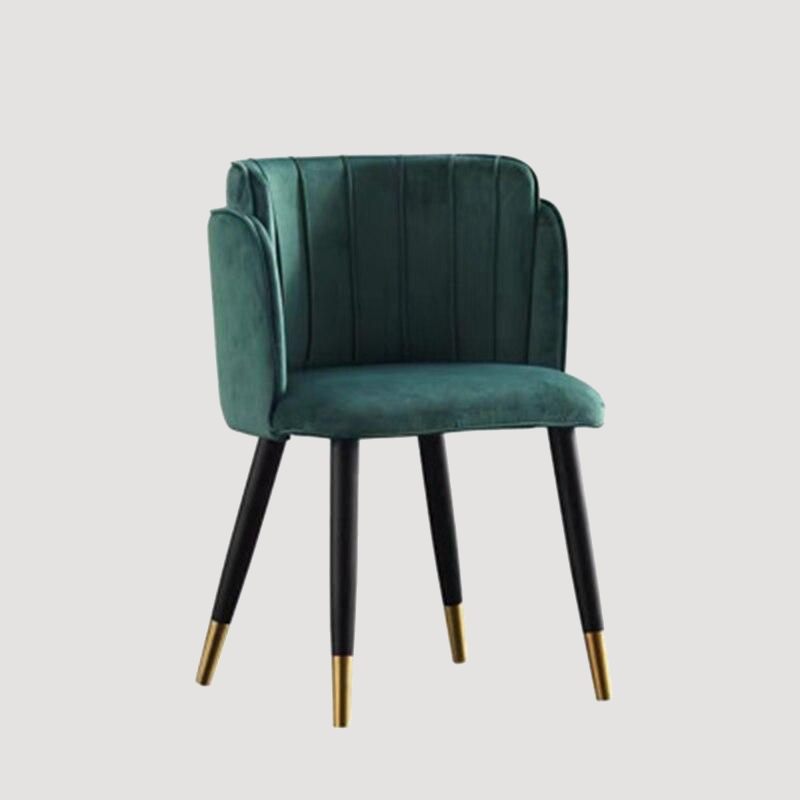 Chaise moderne de style rétro en velours avec assise ergonomique et pieds en métal