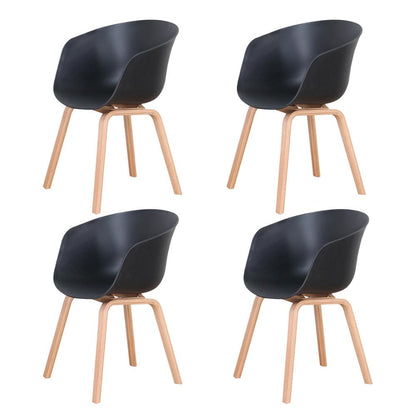 Chaise scandinave en plastique et bois à dossier large enveloppant (lot de 4)
