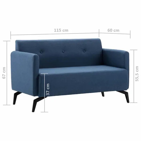 Canapé moderne 2 places minimaliste bleu pieds design noir