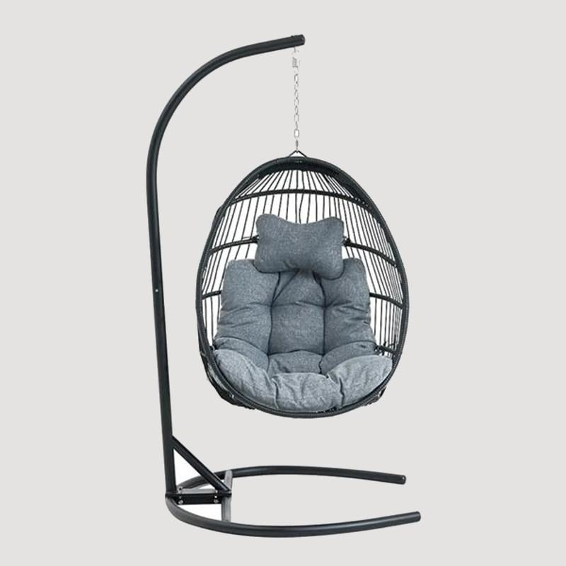 Chaise suspendue noire avec support