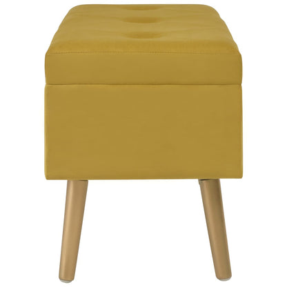 Banc de rangement scandinave moutarde sur pieds en bois