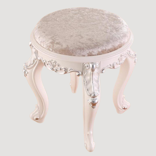 Tabouret vintage d'époque en bois et tissus