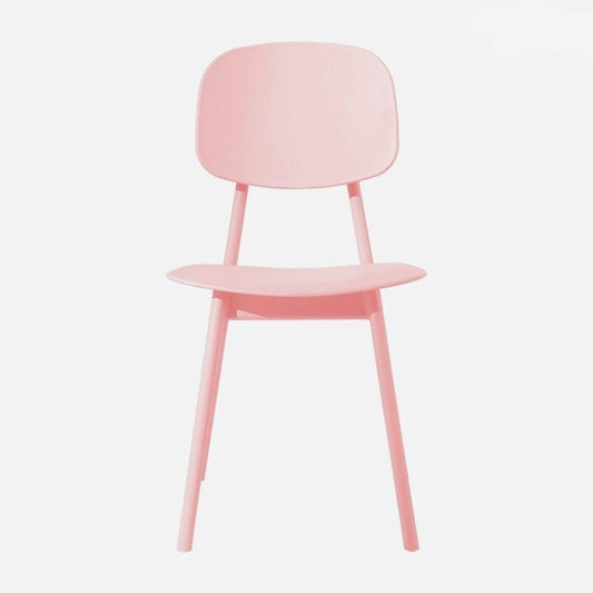 Chaise moderne en plastique épais avec dossier étroit pour salle à manger – Rose