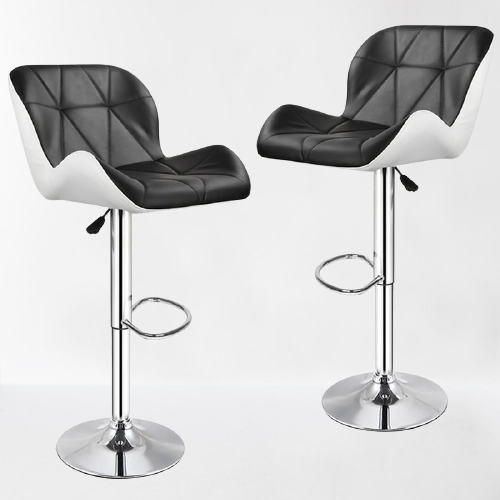Lot de deux chaises de bar design avec assise ergonomique et pied central en inox 