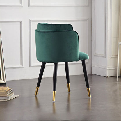 chaise moderne velours vert canard dossier incurvé