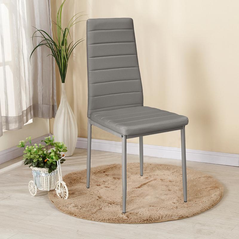 Chaise moderne pour salle à manger simili cuir et métal avec dossier haut  (lot de 2)