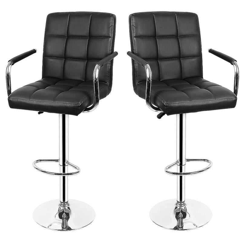 Chaise de bar avec accoudoirs et assise matelassée sur pied central en inox par lot de 2