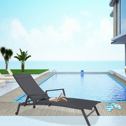 Chaise longue de jardin en aluminium et textilène
