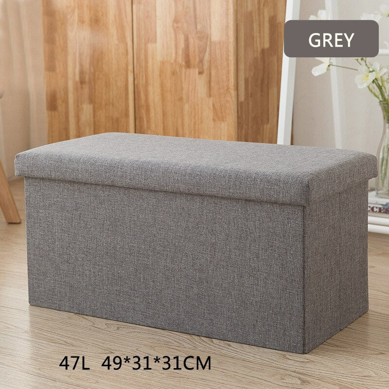 Banc de rangement en tissu chiné avec couvercle