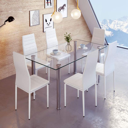 Chaise moderne pour salle à manger simili cuir et métal avec dossier haut  (lot de 2)