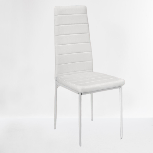 Chaise modernen pour salle à manger en similicuir blanc et pieds en métal blanc