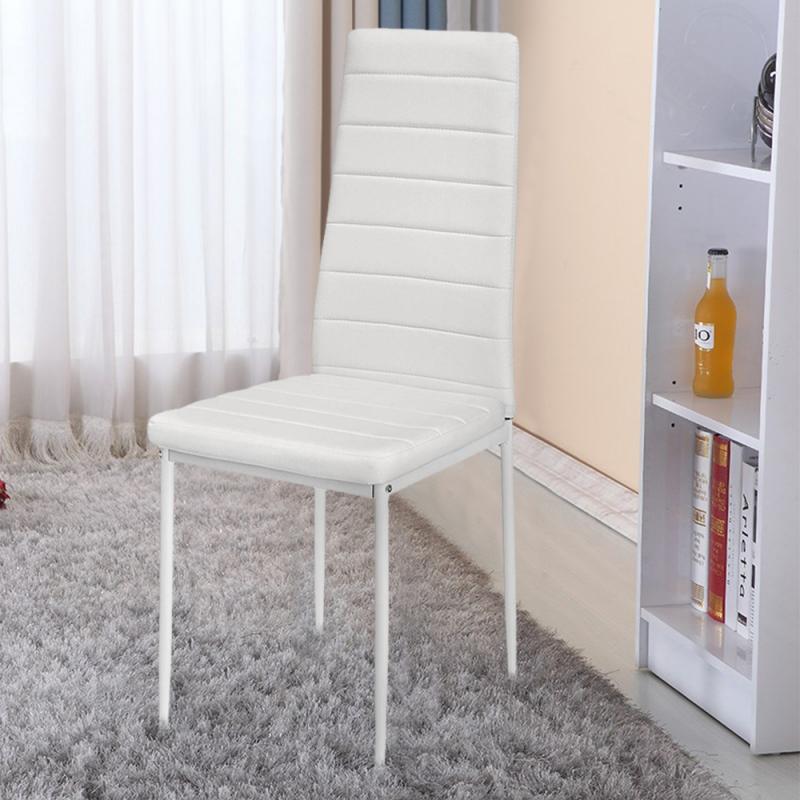 Chaise moderne pour salle à manger simili cuir et métal avec dossier haut  (lot de 2)