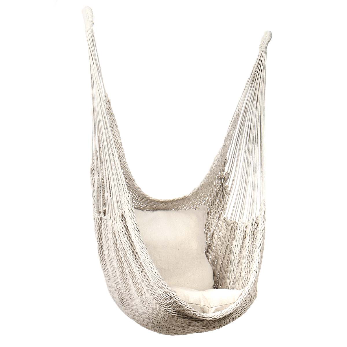 Transat suspendu style hamac en corde de coton tissé beige