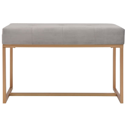 Banc design en velours gris et métal