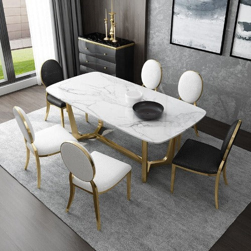 Chaise médaillon moderne avec cadre en acier doré