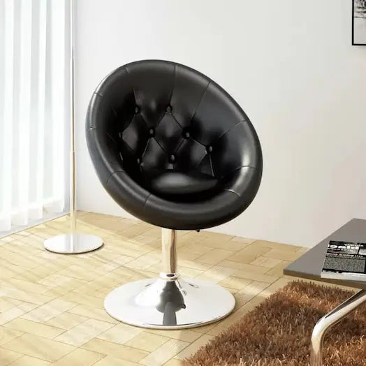 Chaise design style rétro demi sphère capitonnée à pied central