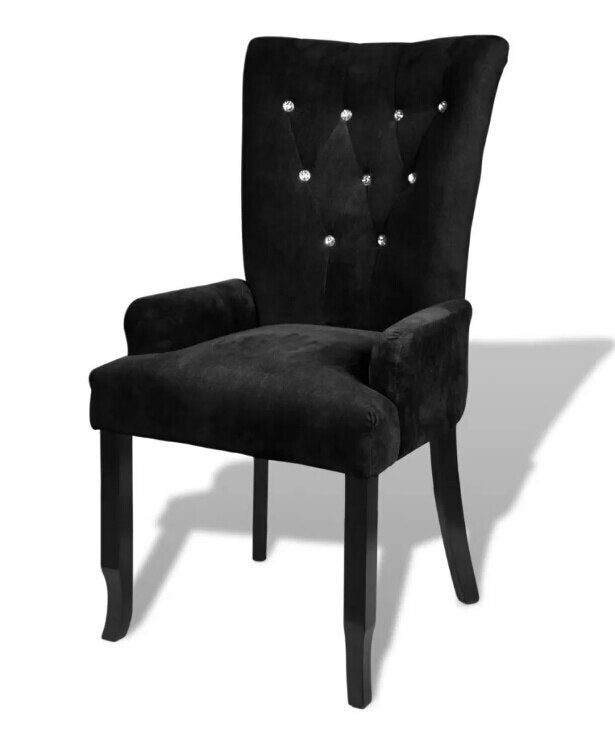 chaise moderne style européen en velours noir avec capitonnage