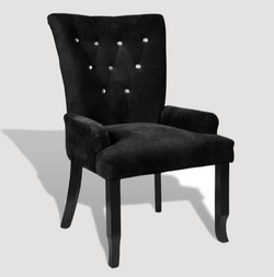 chaise moderne en velours noir capitonnée
