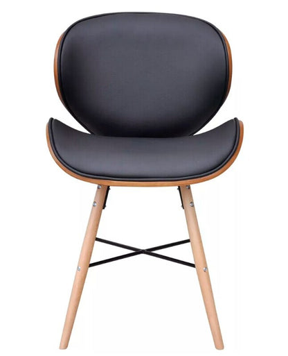 Chaise scandinave moderne en bois et cuir matelassé