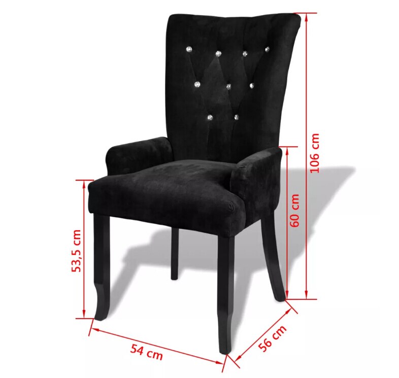Mesures de cette chaise moderne style européen en velours noir avec capitonnage