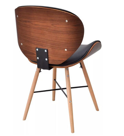 Chaise scandinave moderne en bois et cuir matelassé