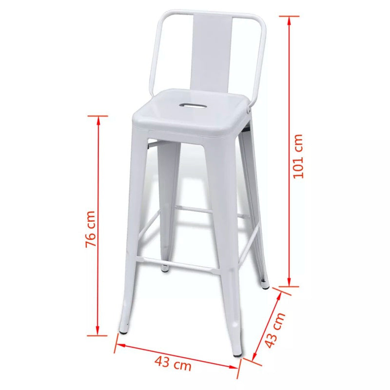 Dimensions de cette chaise de bar industrielle blanche