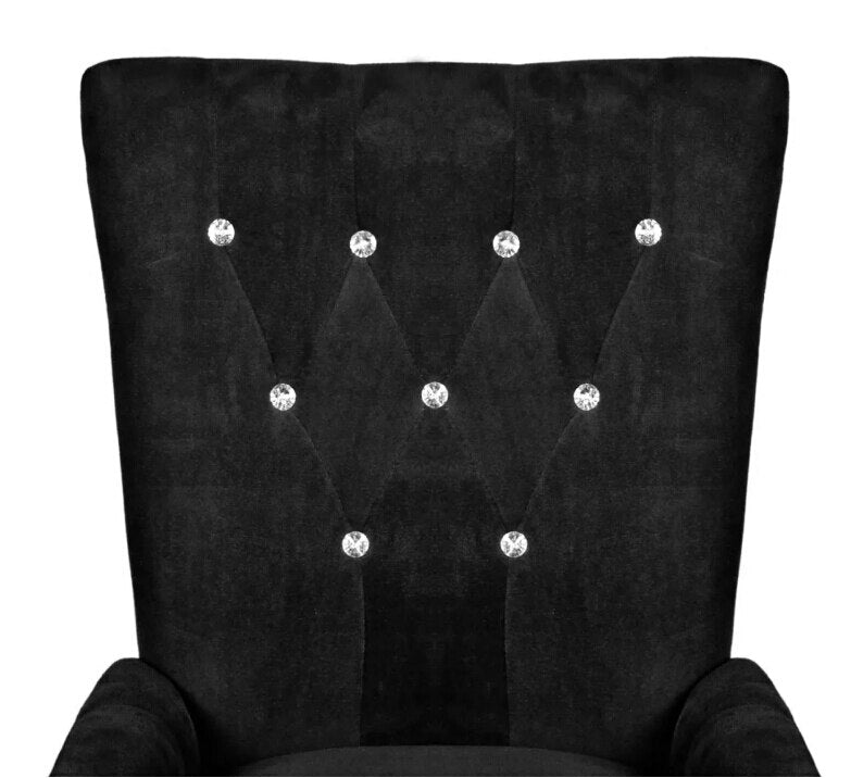 chaise moderne style européen en velours noir avec capitonnage effet diamant