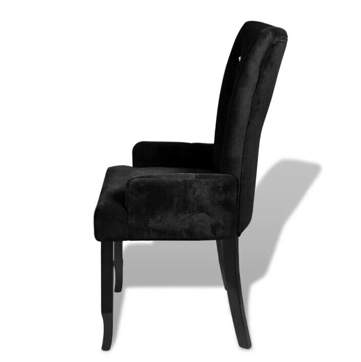 chaise moderne style européen en velours noir avec capitonnage