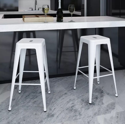 Tabouret de bar industriel blanc lot de 2
