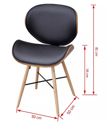 Chaise scandinave moderne en bois et cuir matelassé