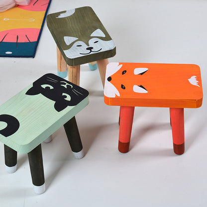 Tabouret enfant en bois avec motif animalier