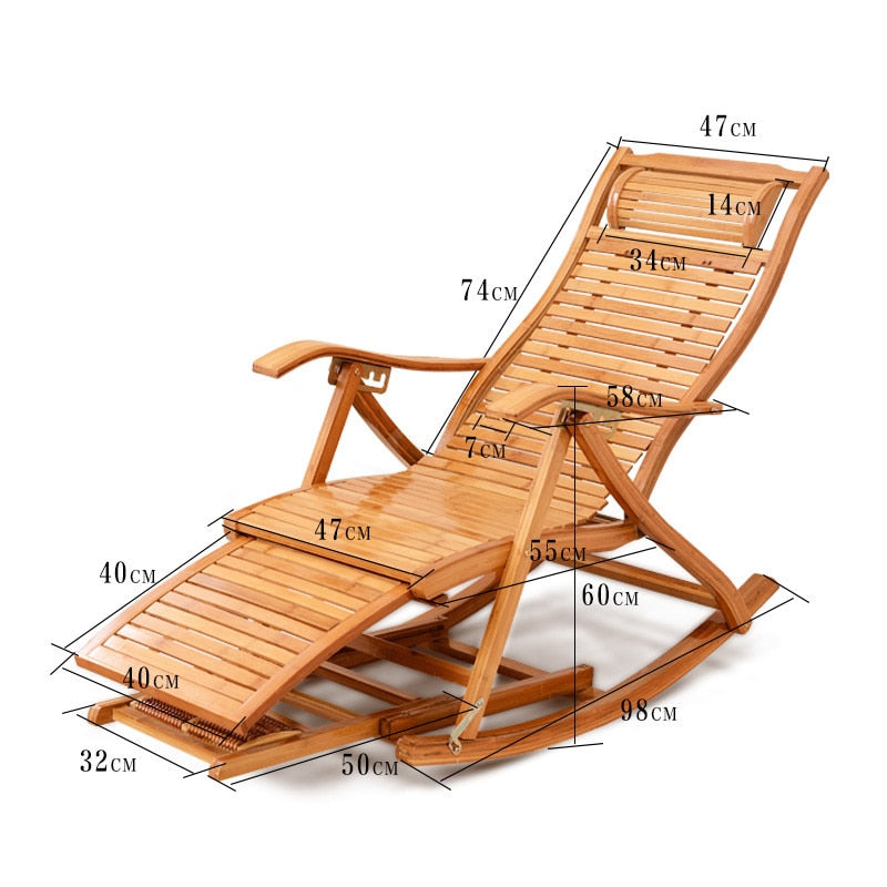 Dimensions de cette Chaise longue en bois avec accoudoirs et coussin