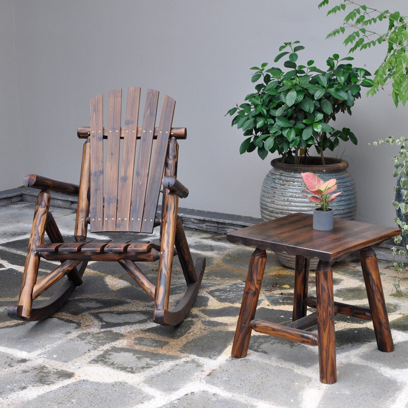 Chaise à bascule en bois style Chalet