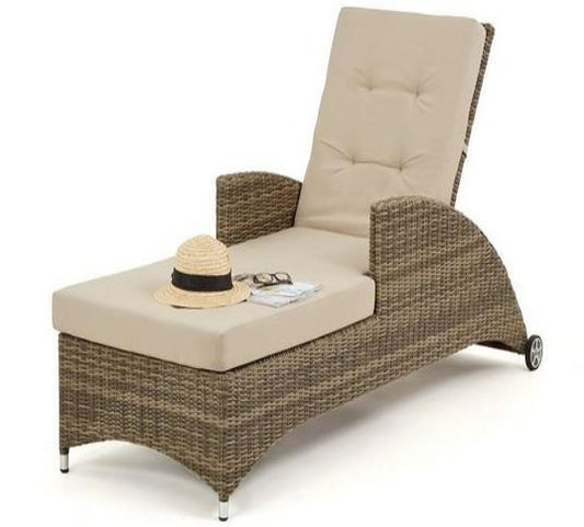 Transat pliable en rotin avec matelas beige