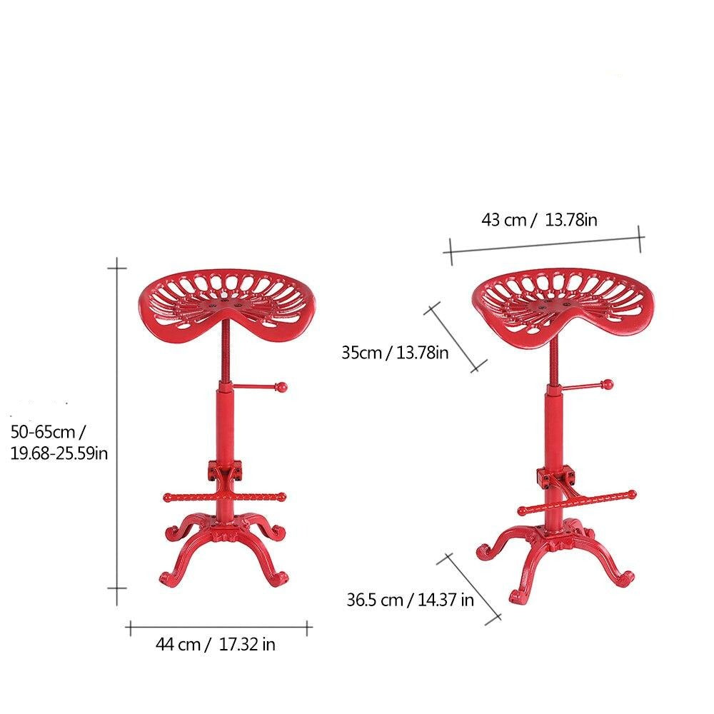Tabouret industriel en fer avec assise ergonomique réglable et repose pieds