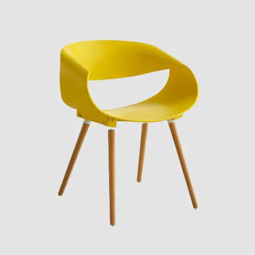 Chaise scandinave en plastique et bois style Turban jaune