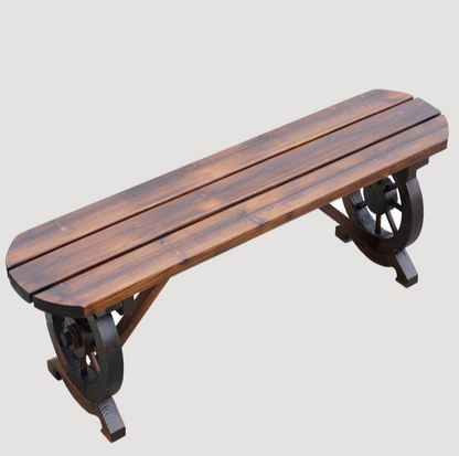 Banc industriel en bois avec pieds en forme de barre de voilier