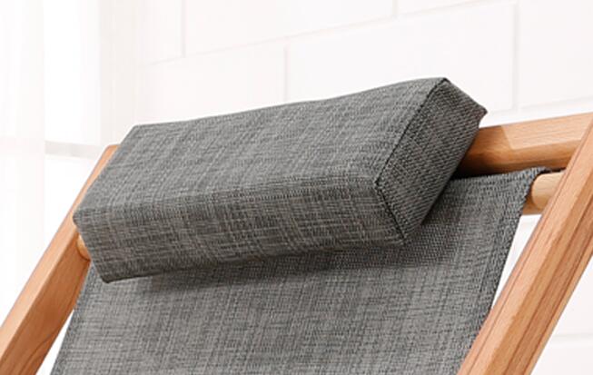 Chaise longue pliable  en bois et toile avec repose tête