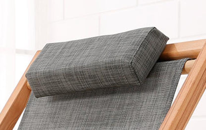 Chaise longue pliable  en bois et toile avec repose tête