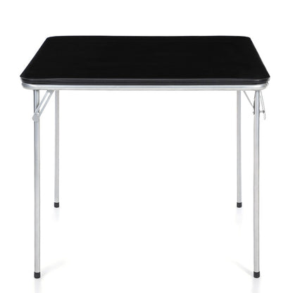 Chaise pliable noire en aluminium par lot de 4 avec table