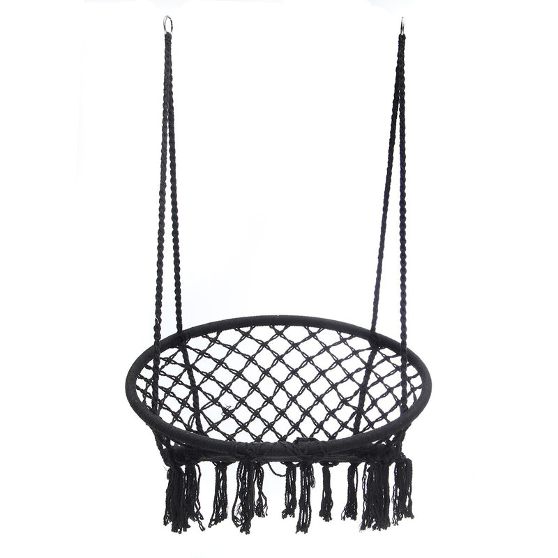 Chaise suspendue en corde de nylon noir