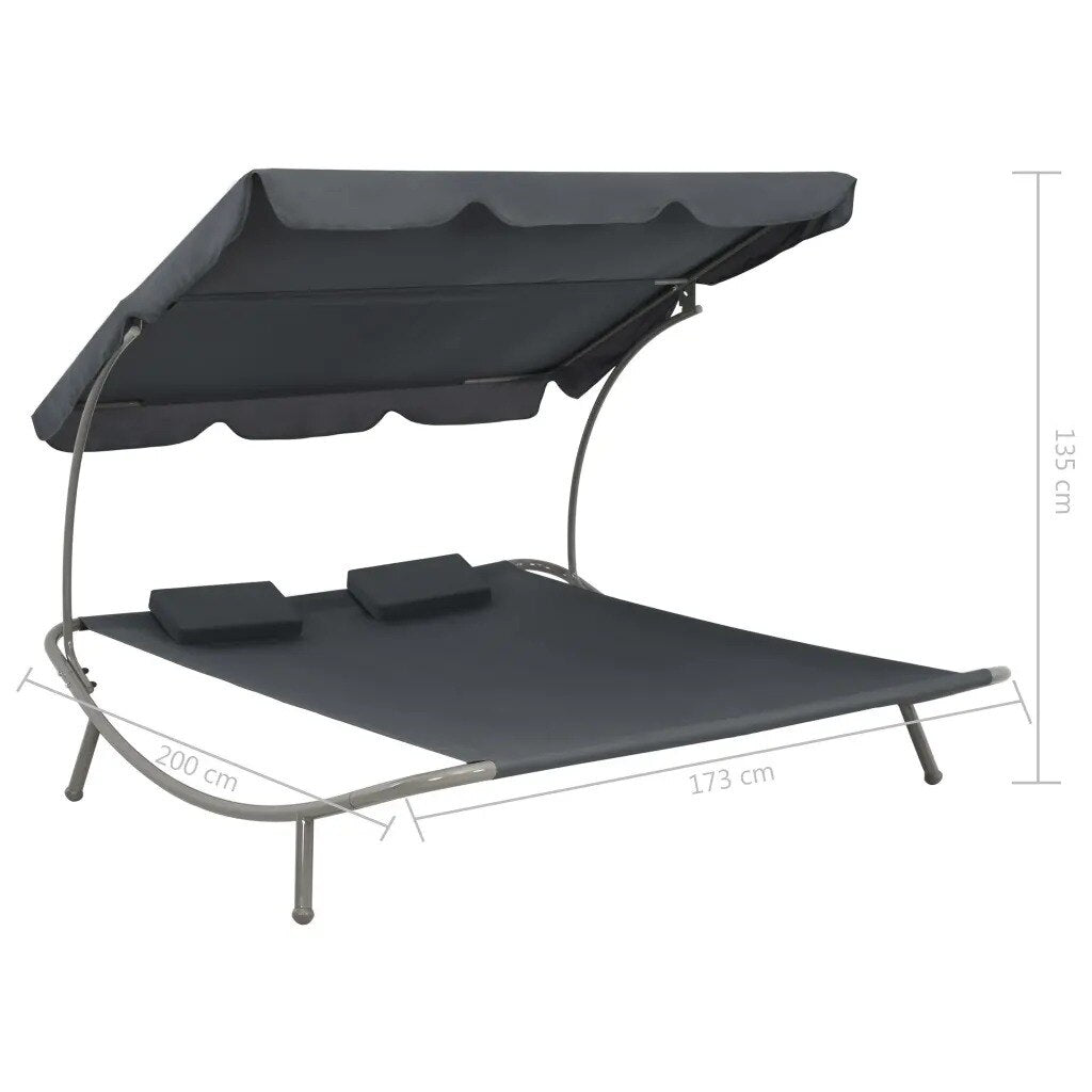 Transat double avec Parasol incorporé en fer et toile