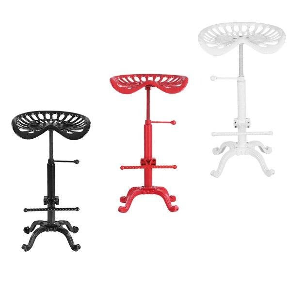 Tabouret industriel en fer avec assise ergonomique réglable et repose pieds