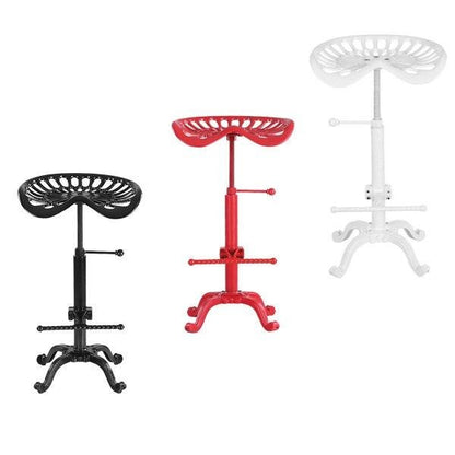 Tabouret industriel en fer avec assise ergonomique réglable et repose pieds