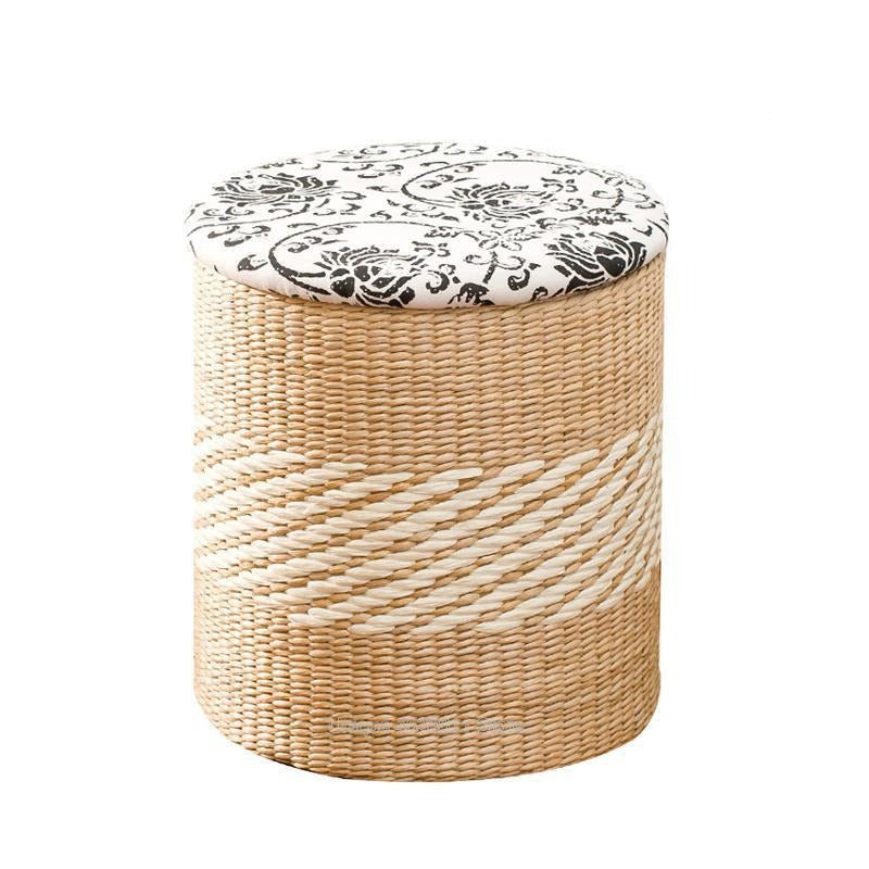 Tabouret en rotin avec rangement