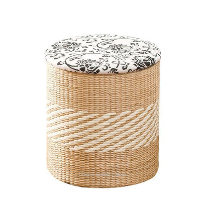 Tabouret en rotin avec rangement