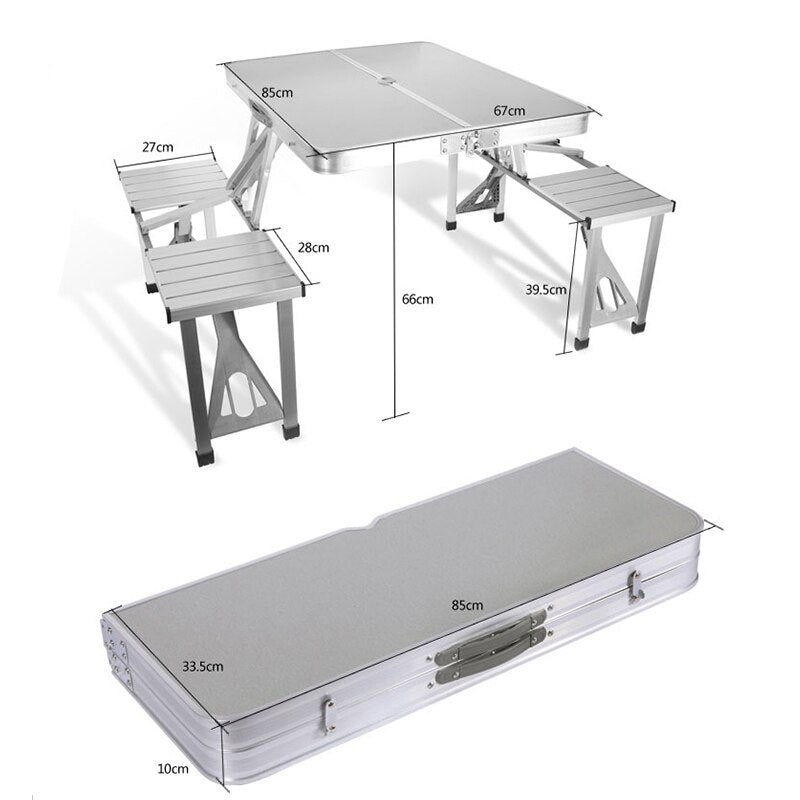 Banc pliable double  pour pic nic avec table en aluminium