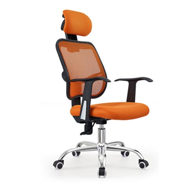 Chaise de bureau avec têtière ajustable en tissu orange